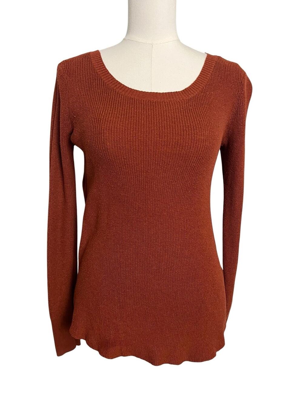 American Eagle Outfitters Sweater Womens Small Burnt Orange Knit Scoop Neck Top